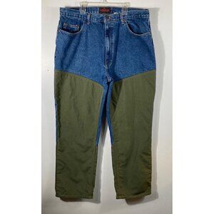 Mens Vintage Winchester Apparel Jeans Green Canvas Reinforced Leg 40 x 30